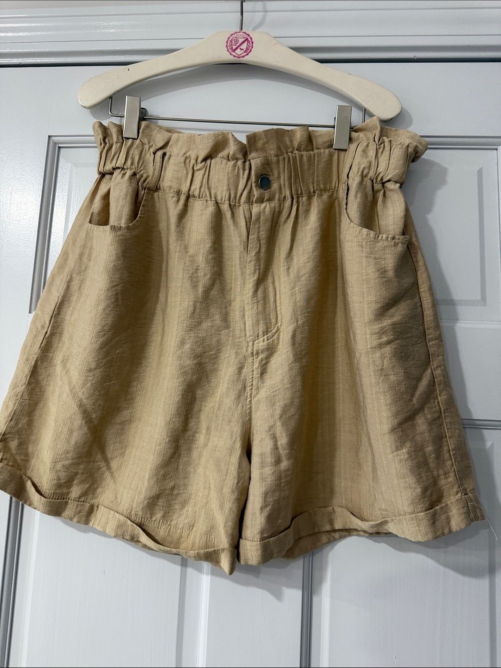 HYFVE Paperbag Shorts Large NWOT Tan High Waist Utility Cargo Festival Casual